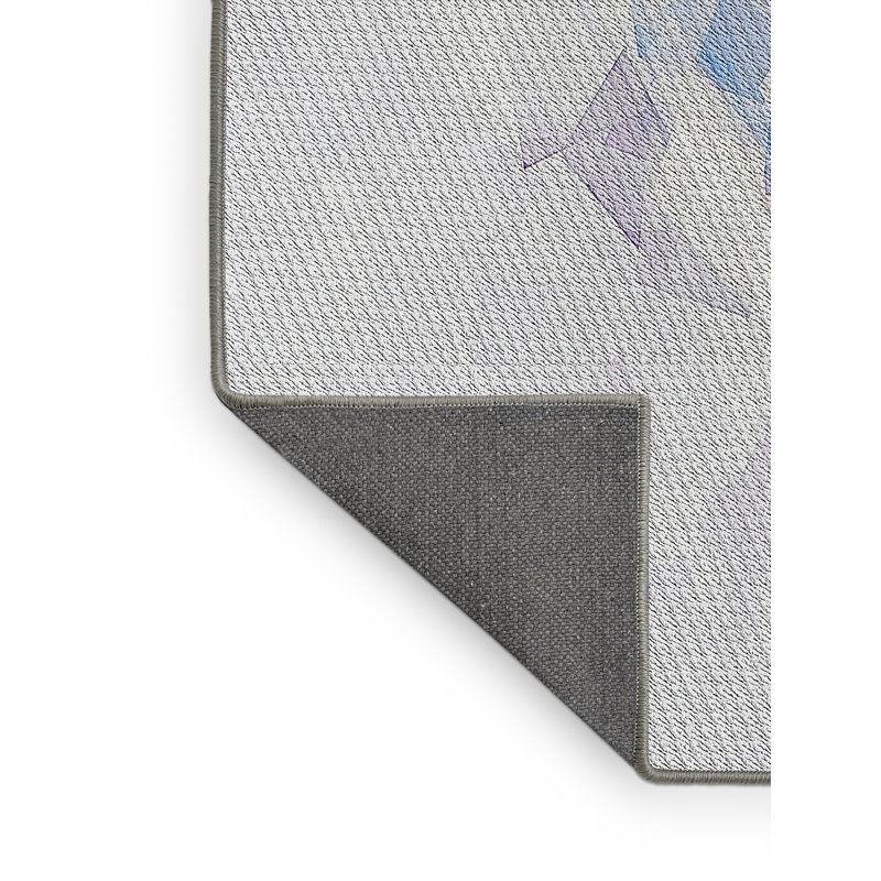 Tapis gris/bleu à motifs, Rectangle 5 pi x 7 pi