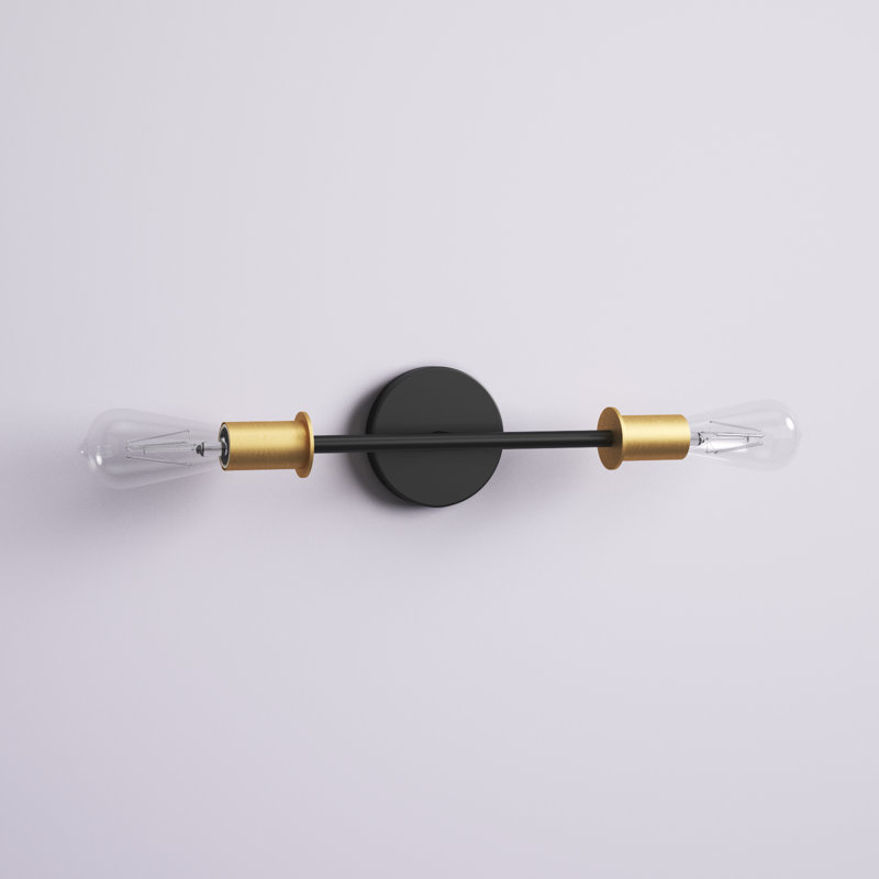 Éclairage pour salle de bain à intensité variable 2 lumières Avriana, Noir / laiton brossé