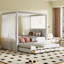Lit plateforme simple à baldaquin avec lit gigogne et rangement polyvalent, baldaquin beige, lit gigogne, 3 tiroirs de rangement dans la teinte-89318017