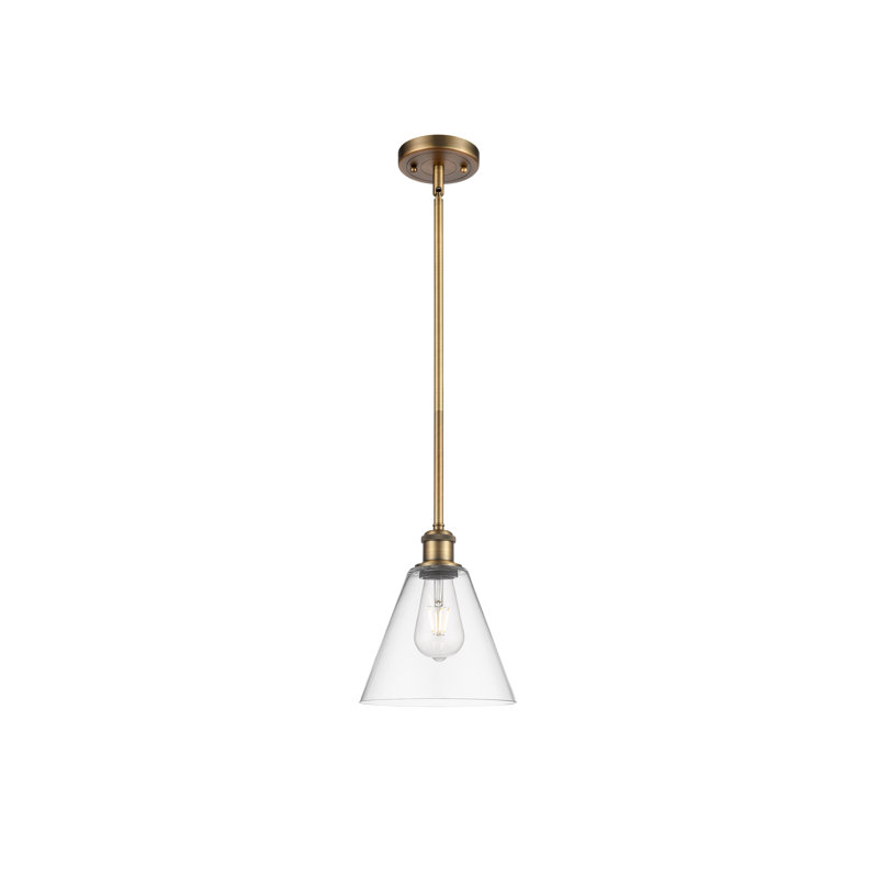 Luminaire suspendu sphérique à 1 lumière Allean, Transparent, H 42,75 po x l 8 po x P 8 po, Laiton brossé