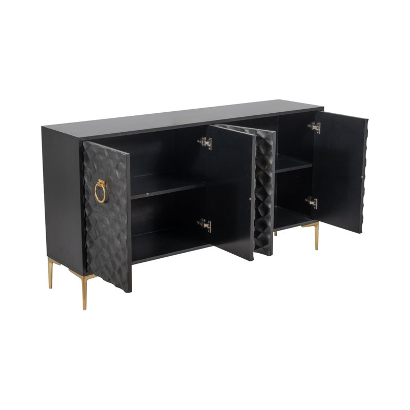 Lancey 16'' Solid Wood Console Table, Black/Gold