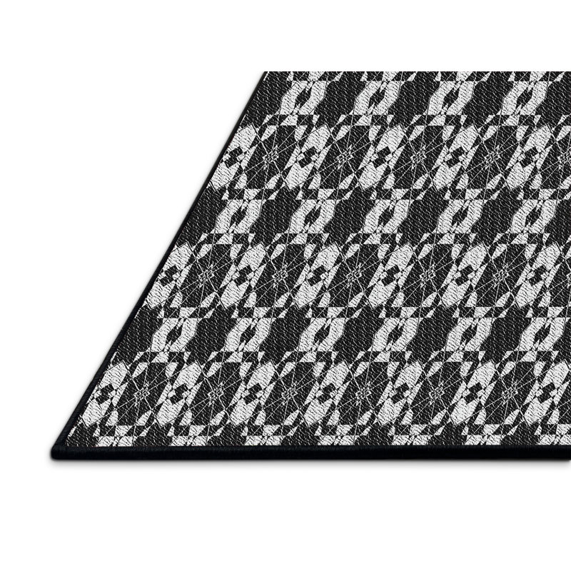 Tapis noir/blanc à motifs, Rectangle 5 pi x 7 pi