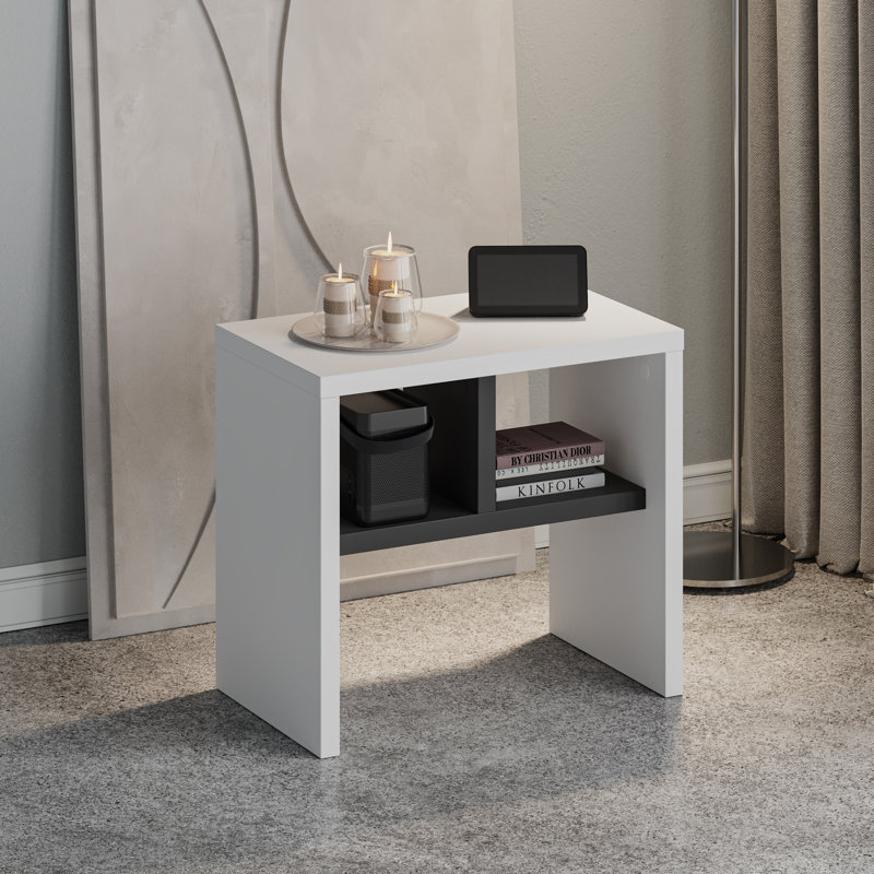 Giao Modern C-Shaped End Table for Living Room and Bedroom, Anthracite, White