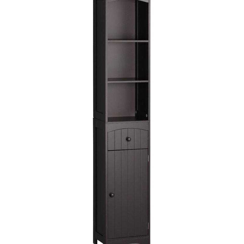 Unité de rangement pour salle de bain - 3 tablettes et tiroir brun pour organiser les tablettes de l'armoire