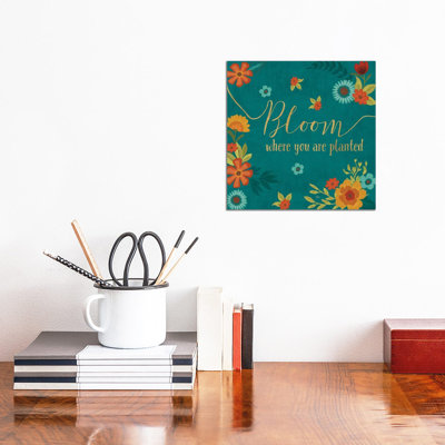 Flourish In Teal I by Veronique Charron - Wrapped Canvas Print