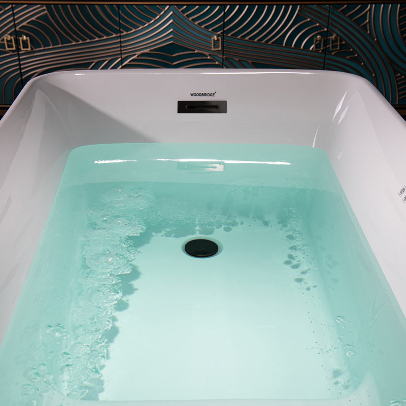 Baignoire rectangulaire autoportante 48 po x 27,5 po avec siège intégré, antidérapant, pour petits espaces, Noir mat