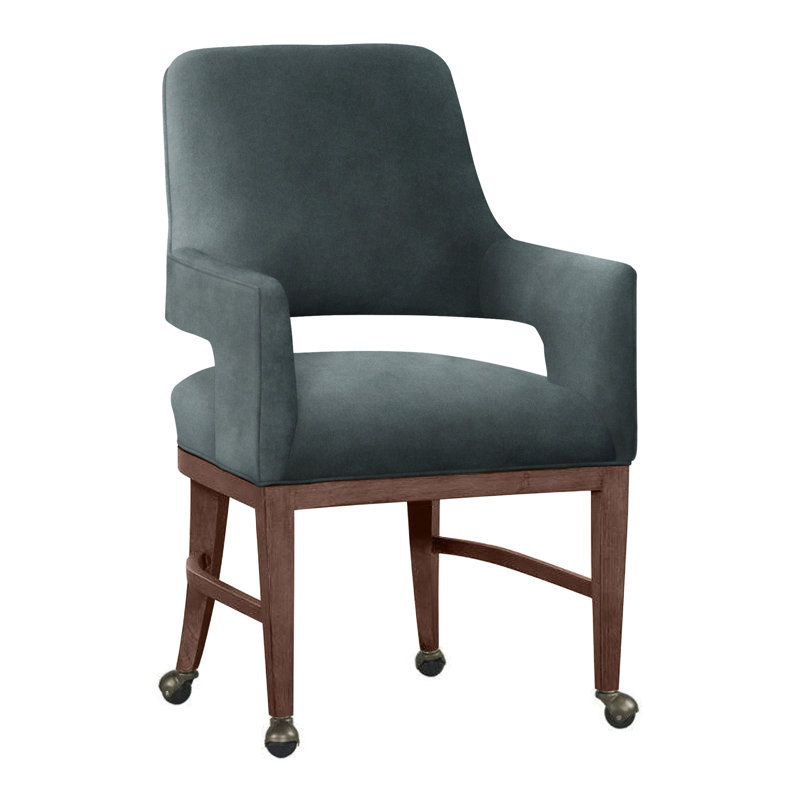Josie Upholstered Arm Chair, Perigold Montage Onyx, Walnut