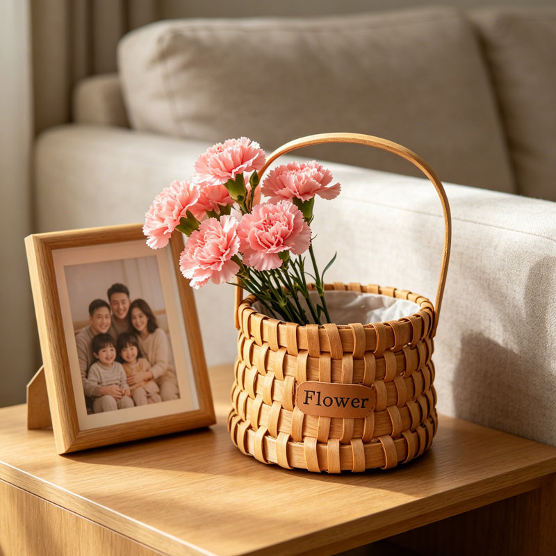 Ensemble de 2 paniers à fleurs, petits paniers tissés avec poignées, support en bois élégant et rustique pour fête de mariage, décoration intérieure, décoration de jardin et bricolage