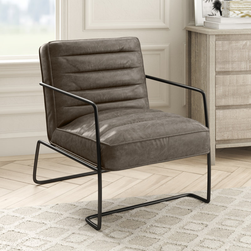 Faux Leather Armchair, Gray Faux Leather