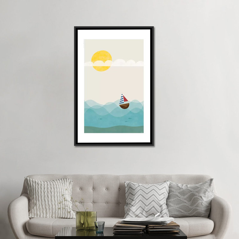 «Sea» par TomasDesign, impression sur toile tendue, H 48 po x l 32 po x P 1,5 po, Toile avec cadre noir, Pas de tapis