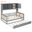 Lit de jour double en bois gris avec tablette et gigogne-1471751139