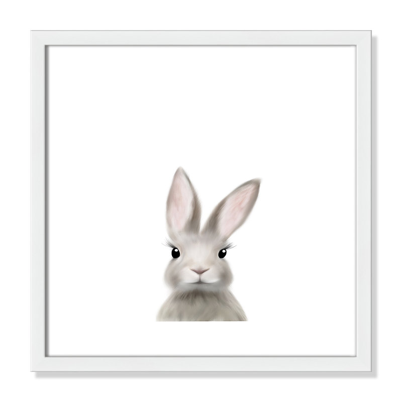 Art encadré en lapins forestières, H 17 po x l 17 po x P 1,19 po, Encadré de boîte blanc