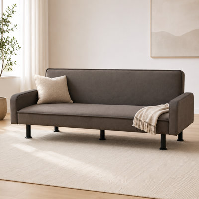 Light Grey Convertible Sofa Bed, Multi-Functional Linen Fabric Sleeper Sofa for Living Room