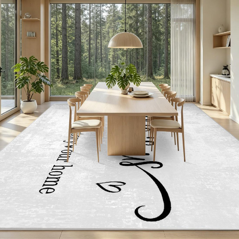 Tapis d'intérieur blanc lavable à la machine Story Home, Rectangle 79 po x 118 po