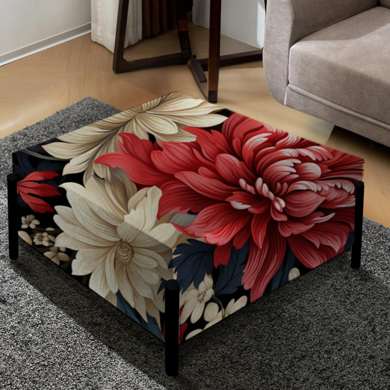 Mystic Red Damask Whispers - Grand repose-pieds carré damassé