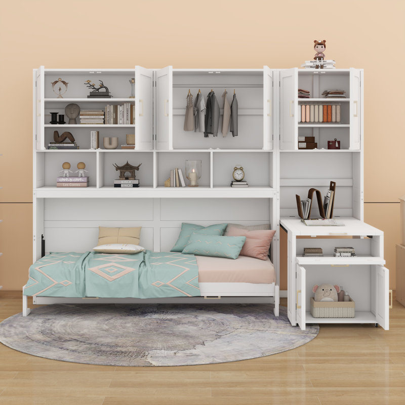 Lit escamotable avec placard Murphy, Blanc