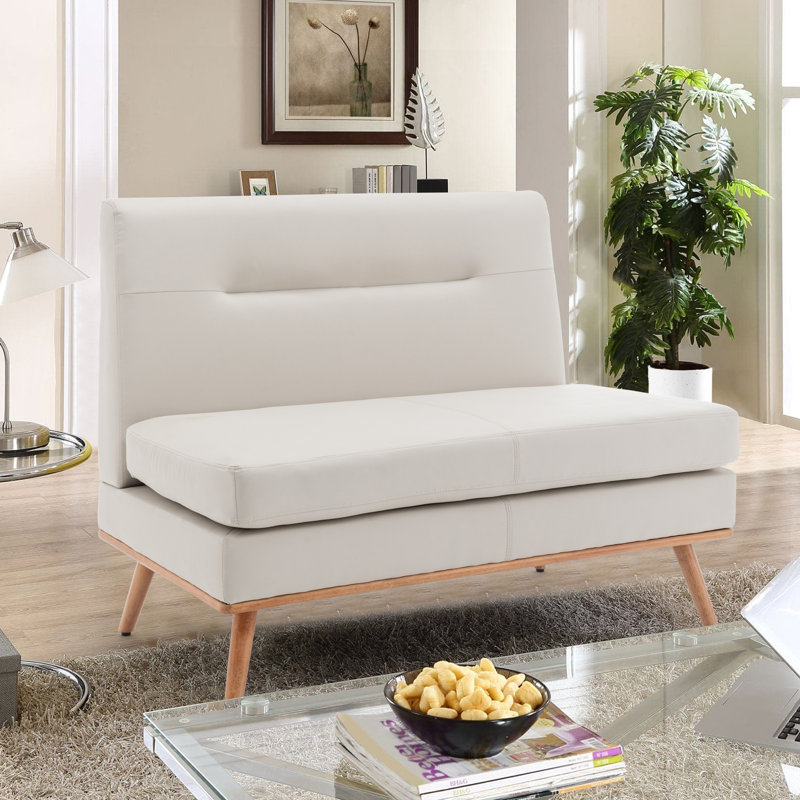 Causeuse en bois massif Kishonna, Gris