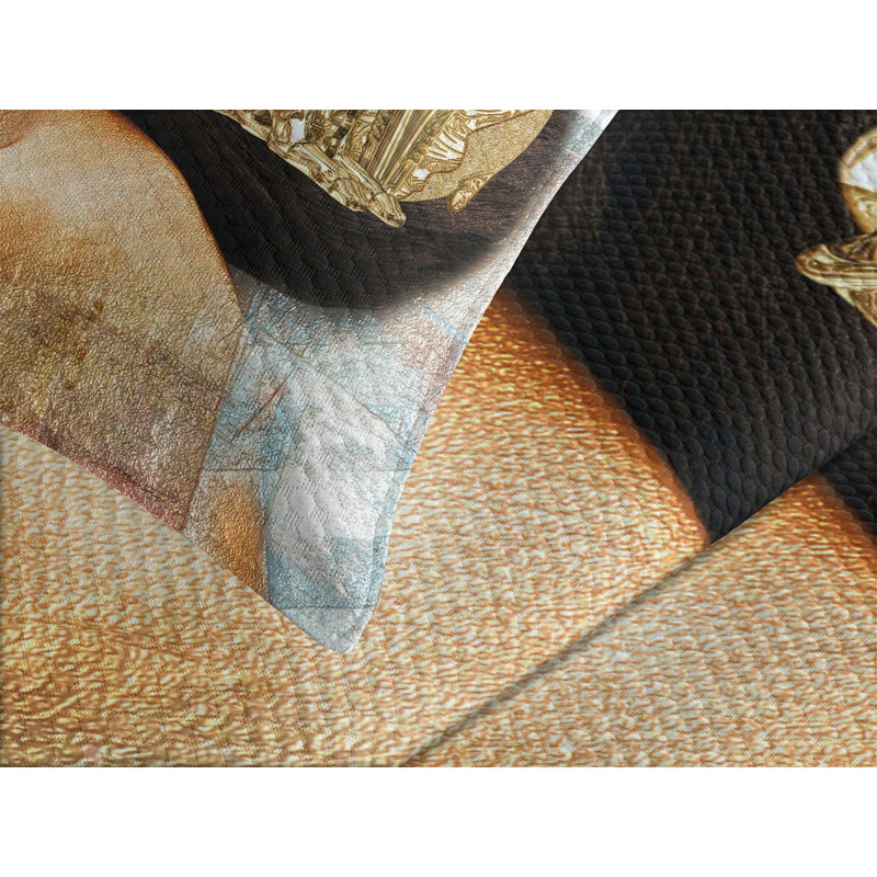 Ambesonne Egyptian Bedspread Set Cleopatra Multicolor, King Coverlet/Bedspread + 2 Standard Shams