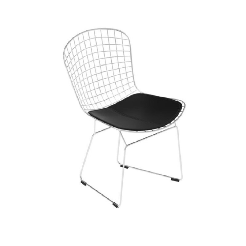 Chaise en fil de fer, chrome / noir (ensemble de 2), Noir, Argent