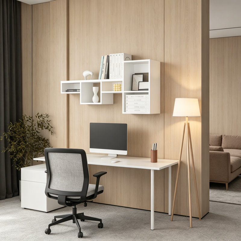 Étagère murale blanche avec 5 tablettes, Blanc