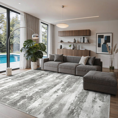 Pavelina Abstract Performance Gray Machine Washable Area Rug