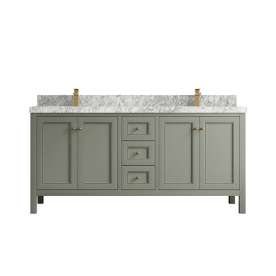 Nashville X P 22 po D Meuble-lavabo double avec 2 po Marbre de Carrare