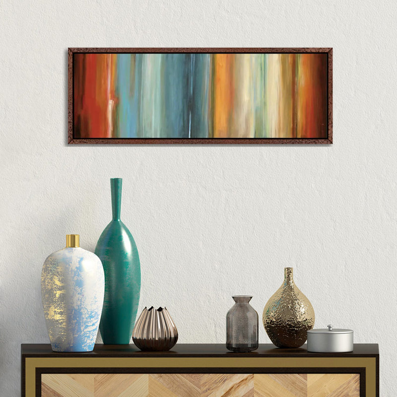 Flow II by Max Hansen - Panoramic Print on Canvas, 50.8 cm H x 152.4 cm W x 4.445 cm D, Brown Floater Framed