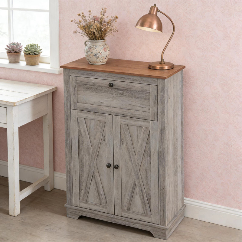 Deans with drawer, 2 doors and adjustable shelf, Gray