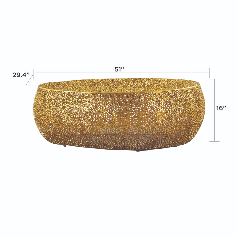 Table basse cylindrique en aluminium Cindie, Or