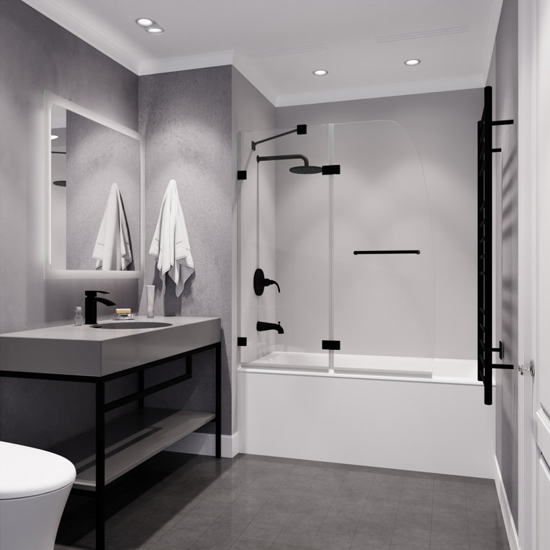 Pacific Series 48" W x 58" H Pivot Frameless Tub Door