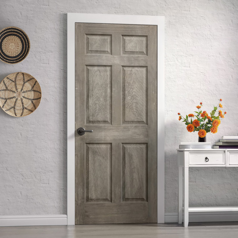 Porte standard à panneaux en bois manufacturé, 30 po x 80 po, gris