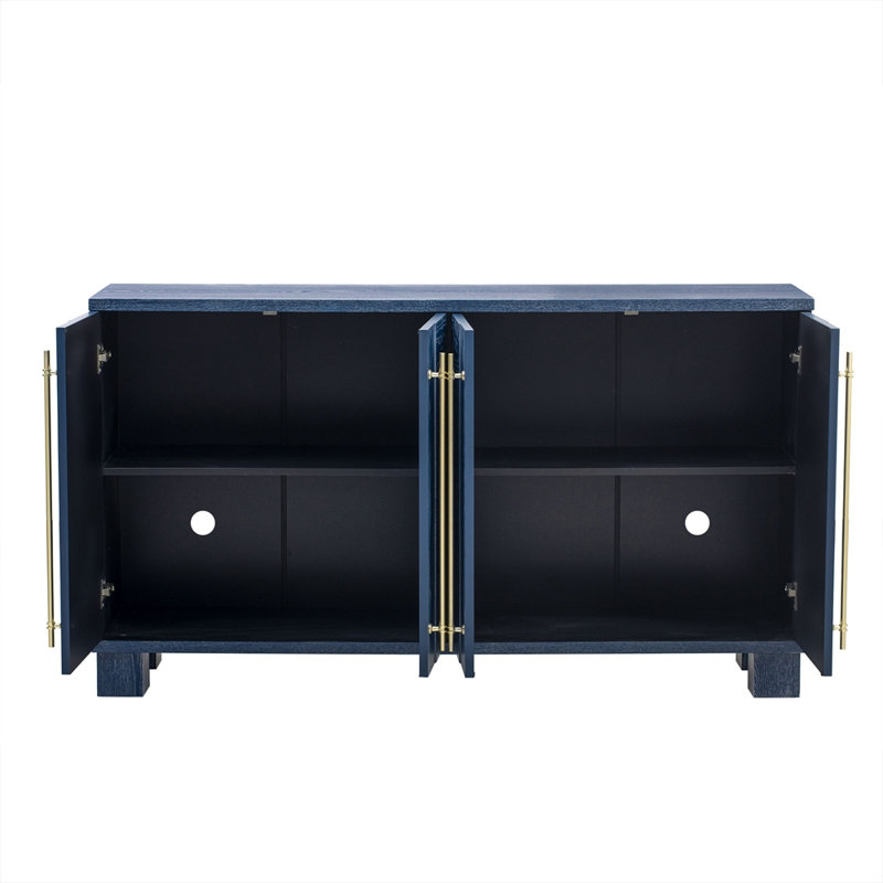 Buffet de rangement de style élégant avec tablettes réglables et poignées dorées