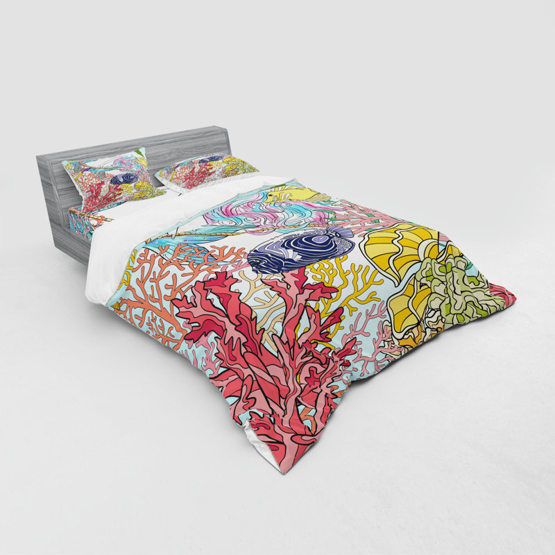 Mermaid Quilt Set, Queen Duvet Cover + 3 Additional Pieces