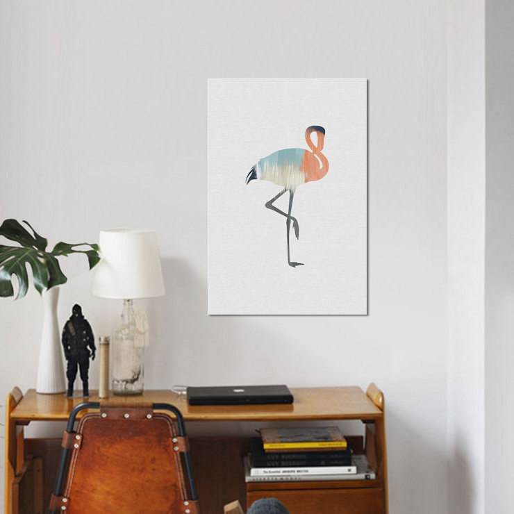 « pastel flamant rose », impression sur toile, H 40 po x l 26 po x P 1,5 po, Toile tendue, Pas de tapis