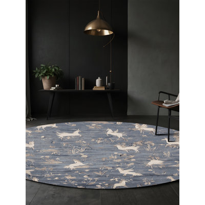 Machine Washable Blue Area Rug
