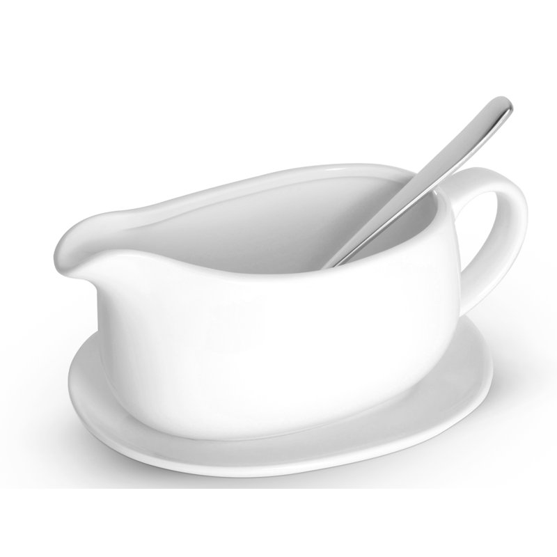 Saucière avec cuillère Kook, blanc, 23,8 oz