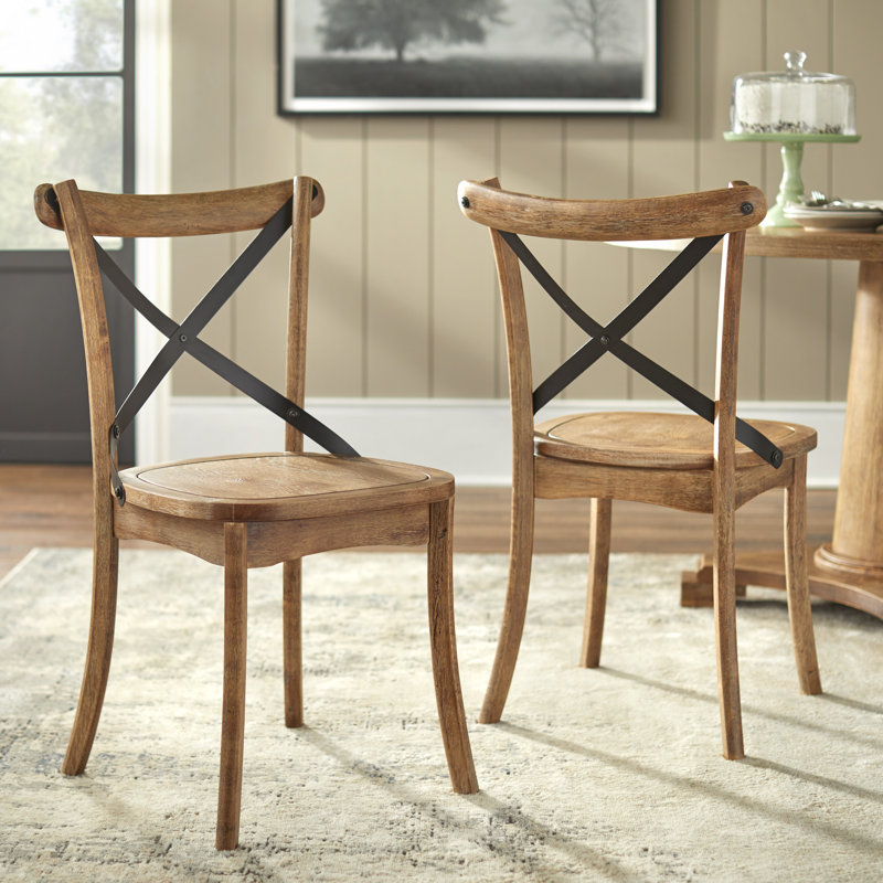 Cramlington Wood and Steel X-Back Side Chair, Driftwood
