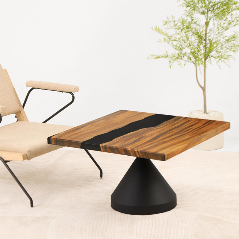 Table basse carrée en époxy 35 po, H 16 po x L 35 po x l 35 po