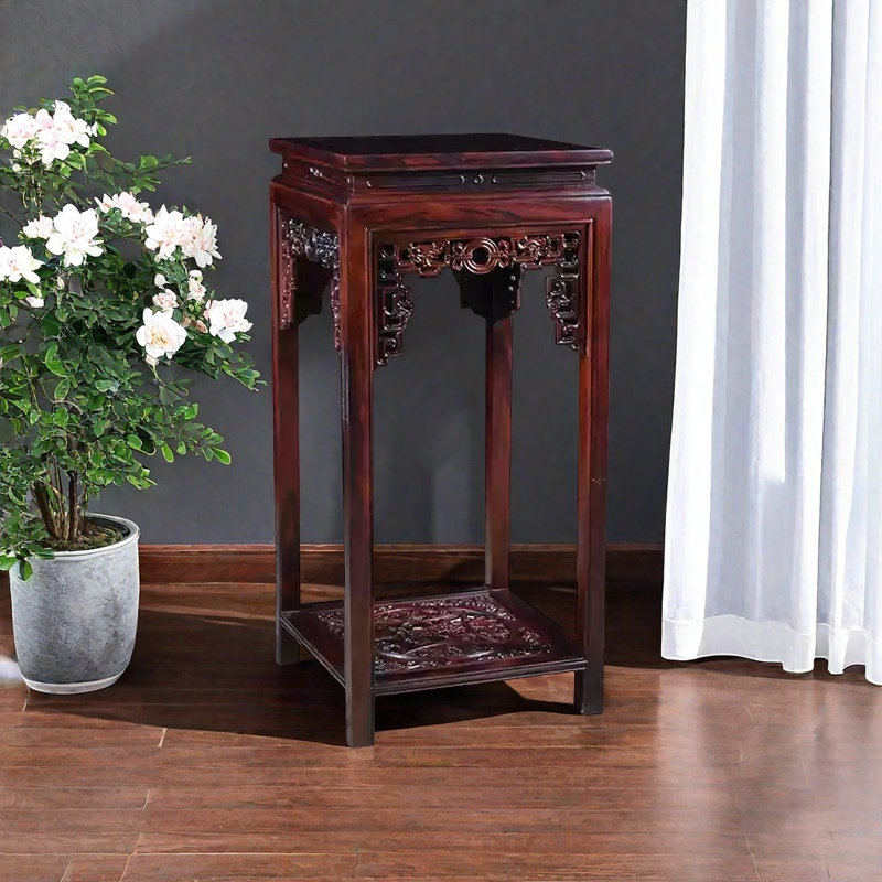 Support pour plante et rangement en bois massif avec pièce de monnaie, H 35,82 po x L 14,96 po x P 14,96 po