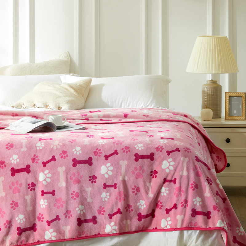 Pink Reversible Fleece Pet Blanket 32" x 24"