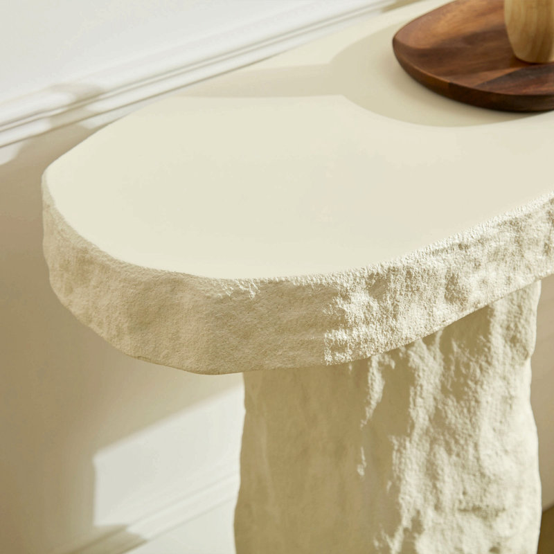 Console de 53,94 pouces de conception moderne, table en imitation pierre, table d'entrée en fibre de verre avec pieds irréguliers pour le salon, couloir
