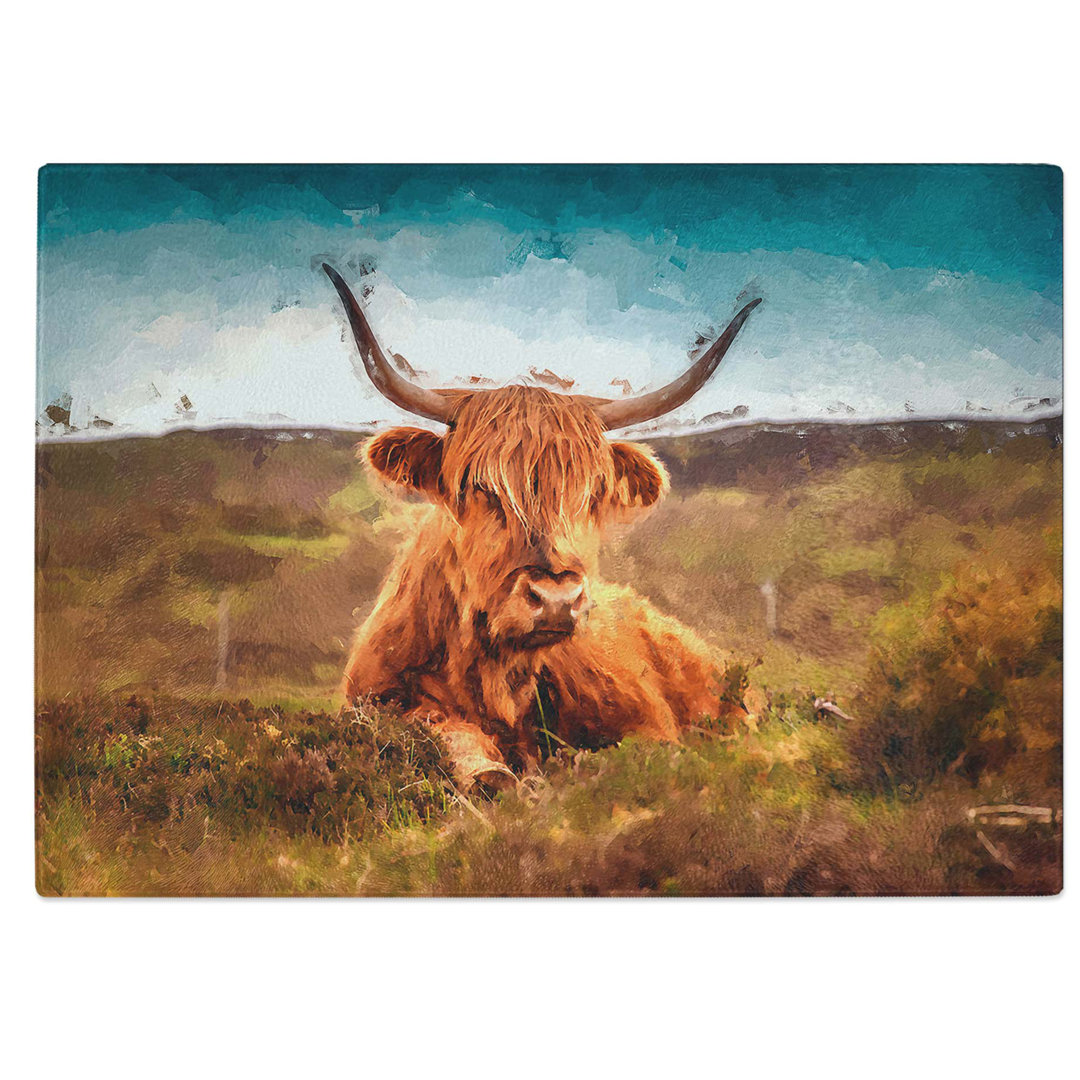 Tempered Glass a Resting Highland Cow Chopping Board