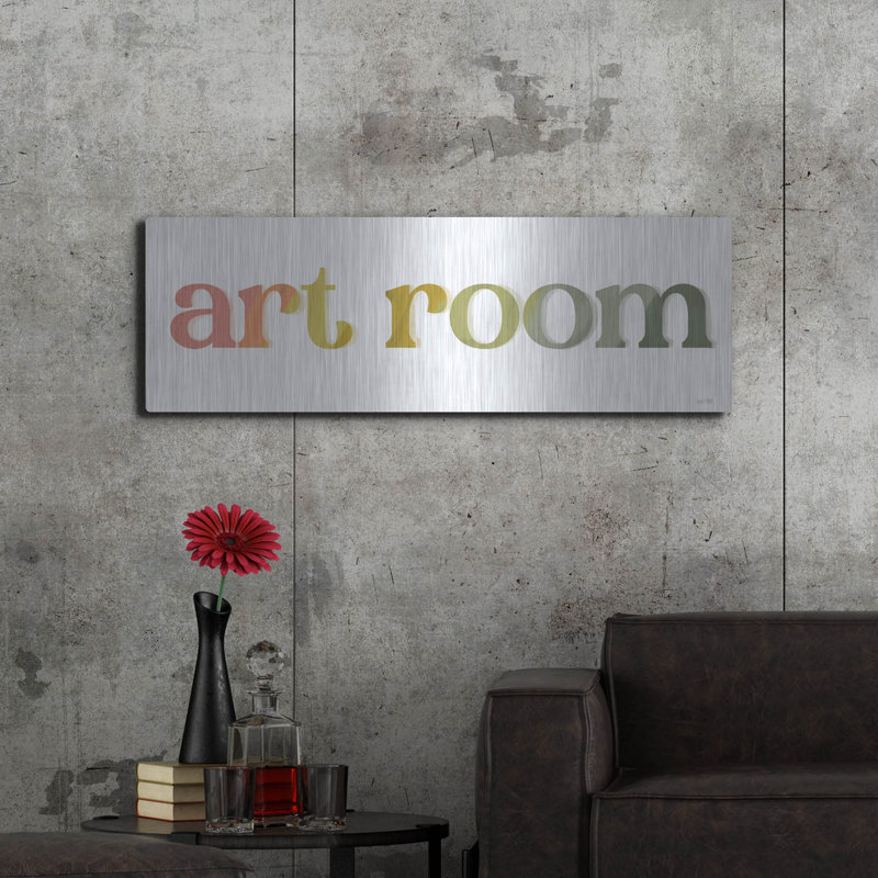  «Art Room Sign» par House Fenway, art mural en métal, 48 po x 16 po, H 16 po x l 48 po