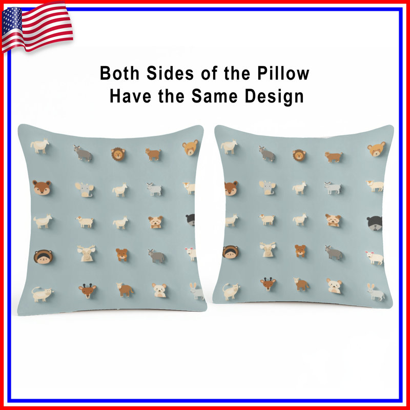 Cute Animal Icons Double Sided Throw Pillows, 18 x 18 inches