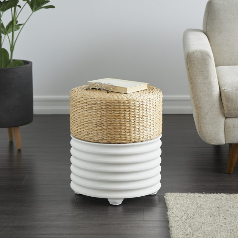 Tabouret d'appoint en bois manufacturé, Blanc