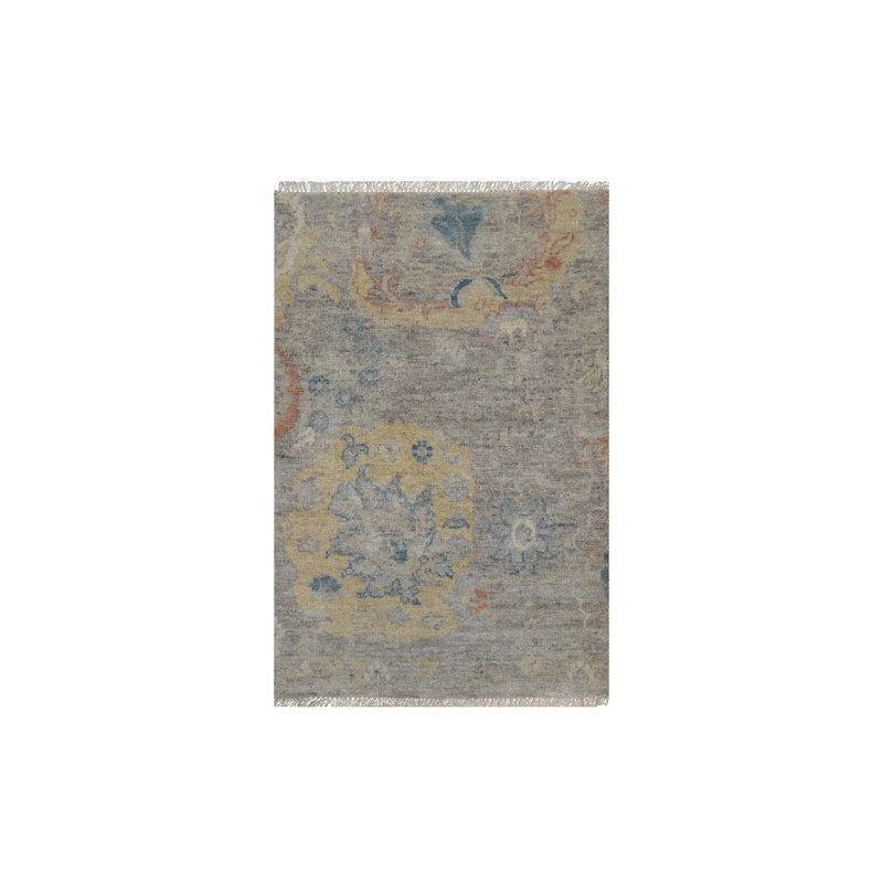 2'x3'1" Beige Broken Pattern with Oushak Design Hand Knotted Mat Wool Rug 2EDA4DDB0D14430C9DE4D47FE205D1AA