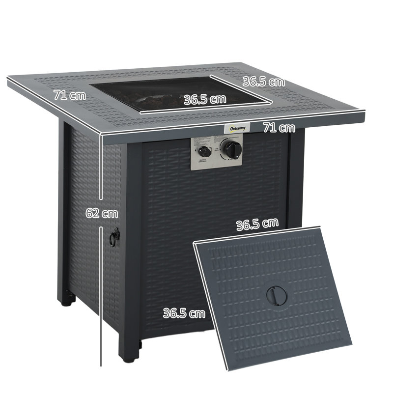 Square Steel Propane Smokeless Fire Pit Table