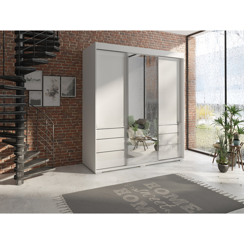Armoire blanche 71 "avec miroir Monaco 71", Blanc