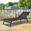 Chaise longue de patio Heroux Patiojoy avec dossier réglable à 6 positions et tissu respirant noir-1905887936