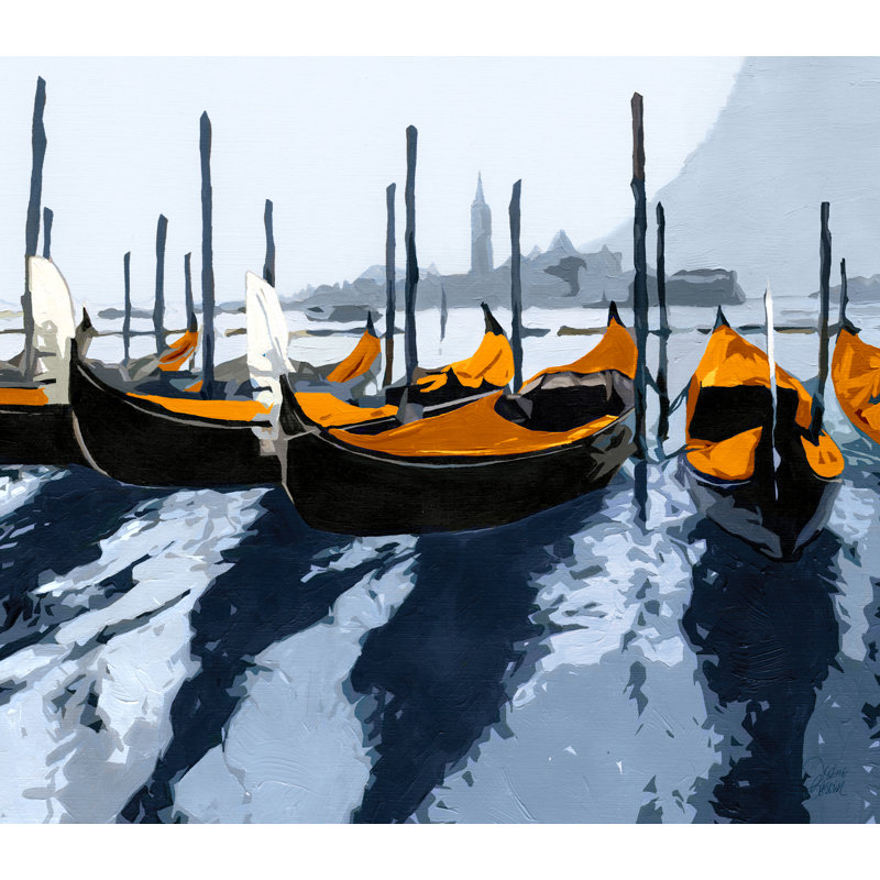 Gondoles Venise Orange Wall Hanging, 140 cm H x 160 cm W x 0.2 cm D